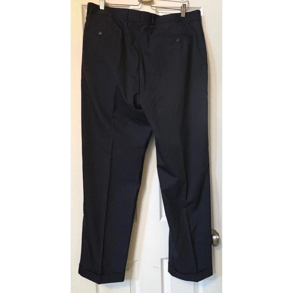 Louis Raphael Tailored Dress Pants Mens 38x32 Navy Wool Pleated‎ Cuffed